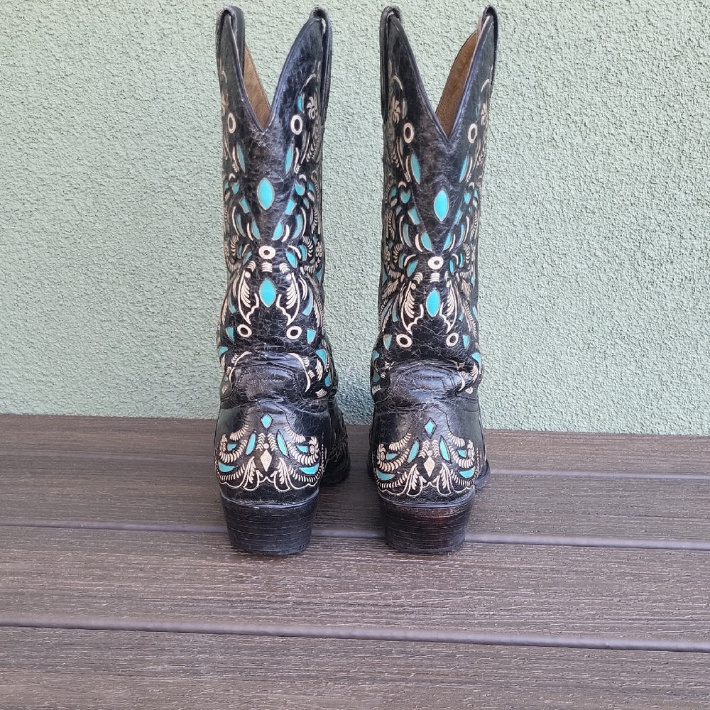 Shyanne Black and Blue Embroidered Western Boots - Picture 6 of 8